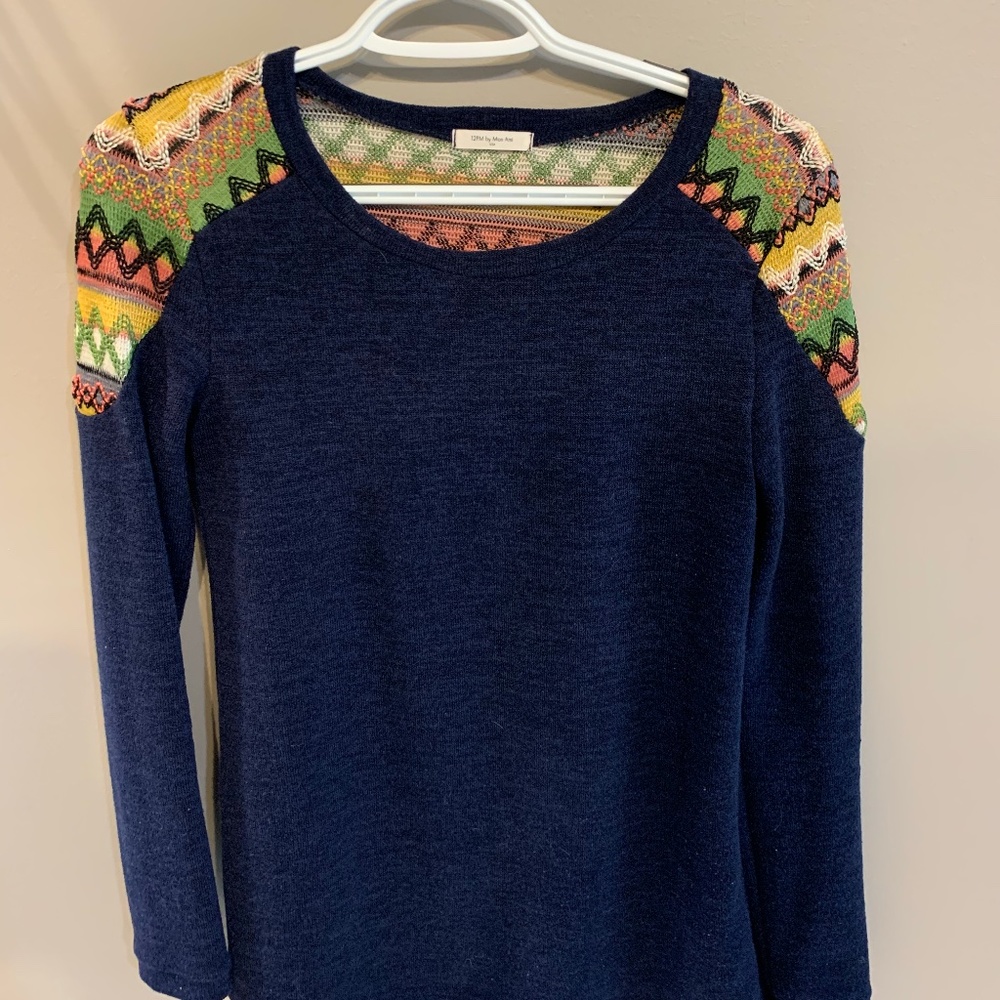 Small 12 PM by Mon Ami Navy Top